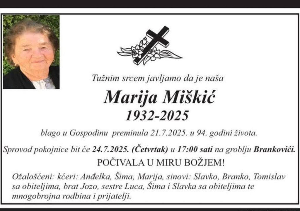 Preminula majka pokojnog svećenika Ilije Miškića